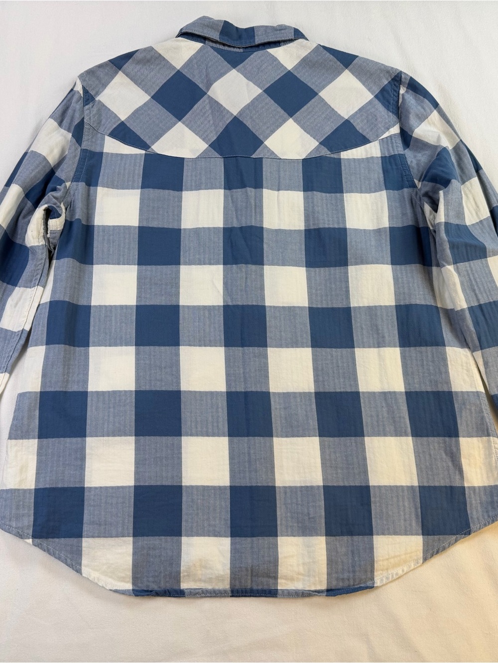 Tecovas Blue & White Buffalo Plaid Pearl Snap Button Up Shirt Medium - Picture 8 of 8
